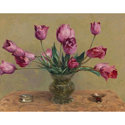 WILLIAM R�THLISBERGER : 'Tulipes dans vase cristal' (DOBIASCHOFSKY AUKTIONEN AG)