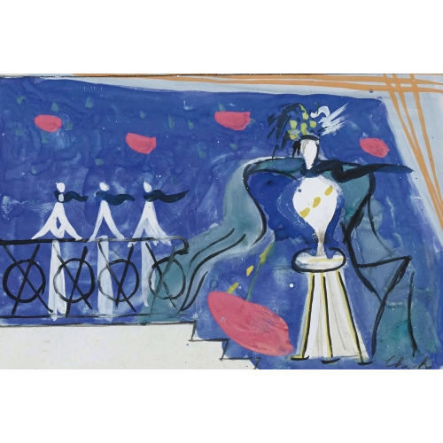 CHARLES HINDENLANG : Theatersezene mit Figuren (DOBIASCHOFSKY AUKTIONEN AG)