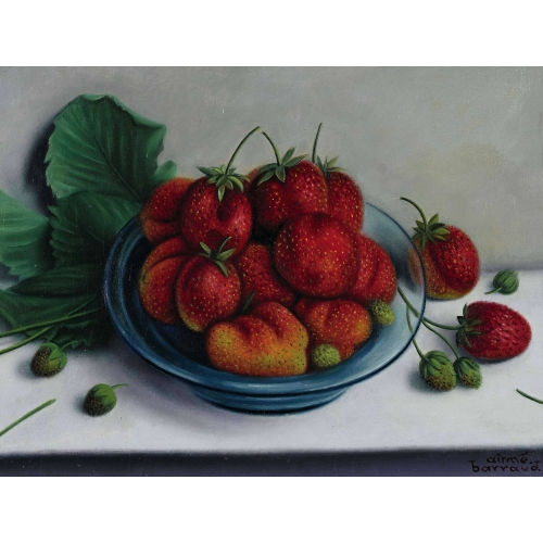 AIM� VICTOR BARRAUD : Stillleben mit Erdbeeren in einer Glasschale (DOBIASCHOFSKY AUKTIONEN AG)