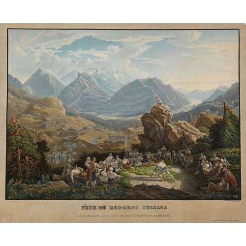 FRANZ HEGI : 'F�te de Bergers Suisses sur la Balis-Alp, pr�s de Meyringen Cant. de Berne' (DOBIASCHOFSKY AUKTIONEN AG)