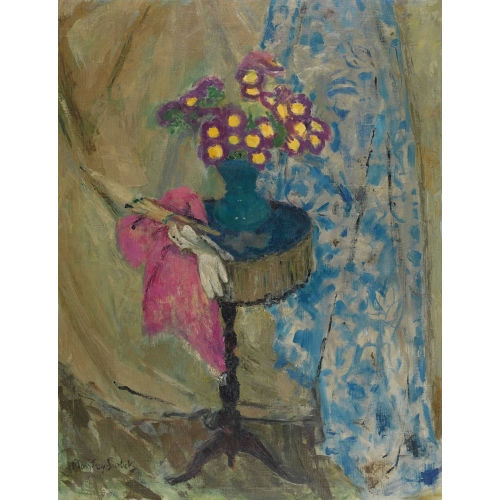 MARGUERITE FREY-SURBEK : Interieur mit Tisch und Blumenbouquet (DOBIASCHOFSKY AUKTIONEN AG)