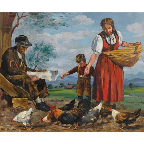 HANS GARTMEIER : 'Idyll vor einem Emmentaler Bauernhaus' (DOBIASCHOFSKY AUKTIONEN AG)