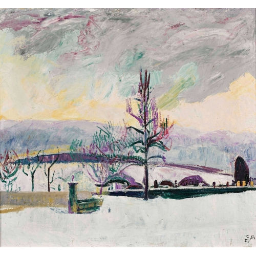 CUNO AMIET : Winterlicher Blick aus Cuno Amiets Ateliergeb�ude (DOBIASCHOFSKY AUKTIONEN AG)