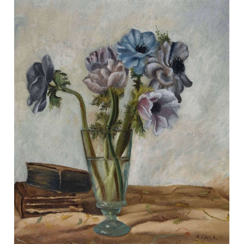 ALBERT LOCCA : Stillleben mit Anemonen im Glas (DOBIASCHOFSKY AUKTIONEN AG)