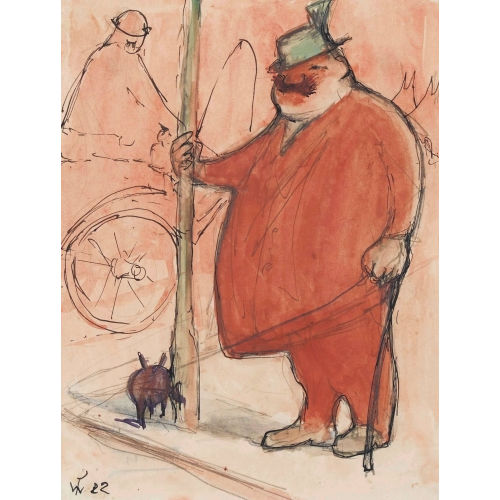 WALTER PLATTNER : Mann mit Hund (DOBIASCHOFSKY AUKTIONEN AG)