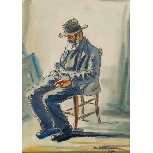 ALBERT NYFELER : 'Alter Bergf�hrer im Atelier' (DOBIASCHOFSKY AUKTIONEN AG)