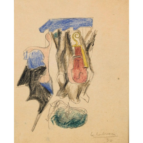 CHARLES-�DOUARD) LE CORBUSIER (EIGTL. JEANNERET : '�tude pour ′Violon, os et Saint-Sulpice′' (DOBIASCHOFSKY AUKTIONEN AG)