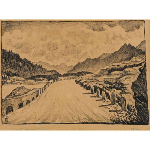 GIOVANNI GIACOMETTI : 'Strasse nach Maloja entlang dem Silsersee' (DOBIASCHOFSKY AUKTIONEN AG)