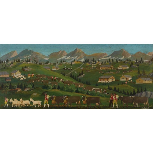 CHRISTIAN VETSCH : Appenzeller Landschaft mit Alpaufzug (DOBIASCHOFSKY AUKTIONEN AG)