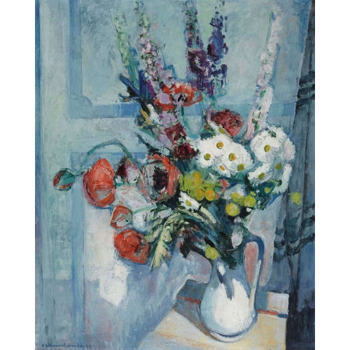 ALBERT NEUENSCHWANDER : 'Stilleben mit Mohn und Rittersporn' (DOBIASCHOFSKY AUKTIONEN AG)