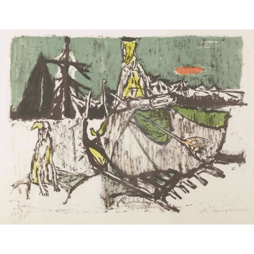 ALOIS CARIGIET : Schlitten und Hund (DOBIASCHOFSKY AUKTIONEN AG)