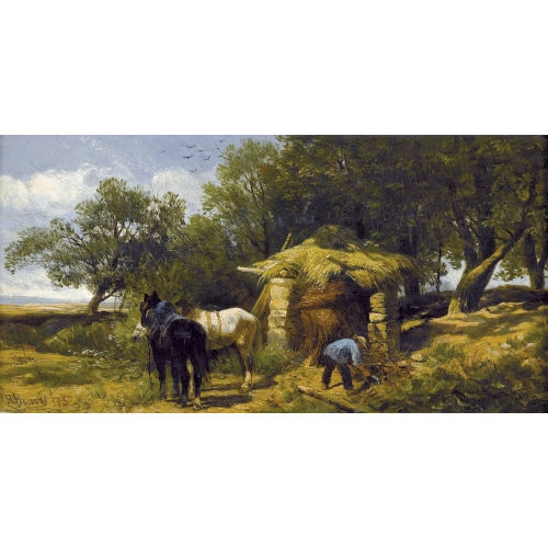 RICHARD BEAVIS : Waldrand mit Bauer und Pferden (DOBIASCHOFSKY AUKTIONEN AG)