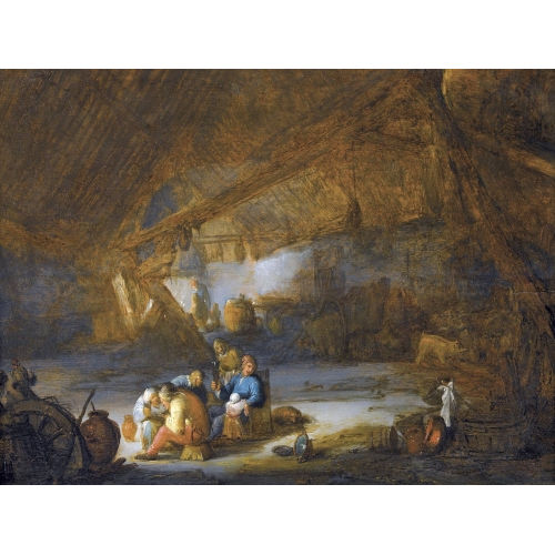 BARTHOLOMEUS MOLENAER : Scheuneninterieur mit zechenden Bauern (DOBIASCHOFSKY AUKTIONEN AG)