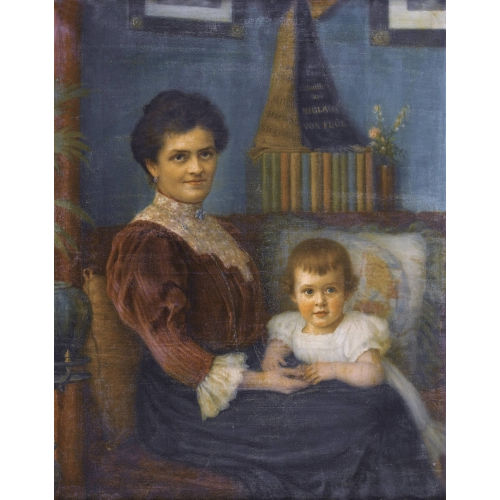 ALBERT H�FLINGER : Interieur mit Mutter und Kind (DOBIASCHOFSKY AUKTIONEN AG)