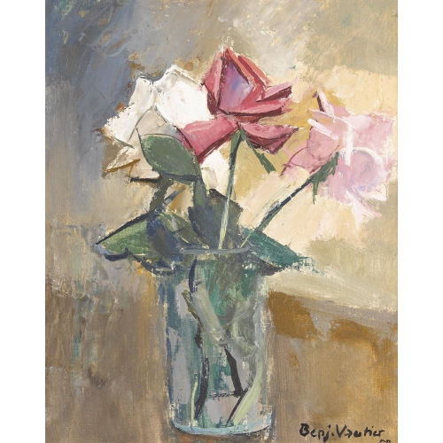 BENJAMIN II VAUTIER : Stillleben mit Rosen im Glas (DOBIASCHOFSKY AUKTIONEN AG)