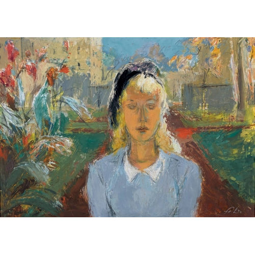 HENRI FEHR : Portr�t einer jungen Frau im Garten (DOBIASCHOFSKY AUKTIONEN AG)