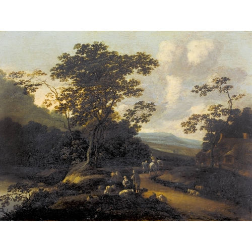 PIETER BOUT : Landschaft mit Hirtenpaar und Bauernhaus (DOBIASCHOFSKY AUKTIONEN AG)