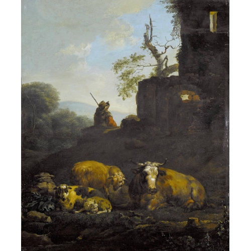 PHILIPP PETER) ROSA DA TIVOLI (EIGTL. ROOS : Weidendes Vieh mit Hirte (DOBIASCHOFSKY AUKTIONEN AG)