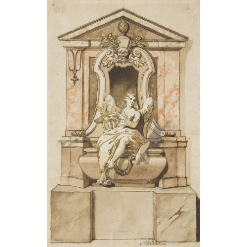 NIKOLAUS BRUNO BELAU : Grabmal mit Engel (DOBIASCHOFSKY AUKTIONEN AG)