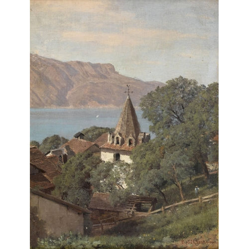 ALFRED CHAVANNES : Vue sur Chardonne et le L�man (DOBIASCHOFSKY AUKTIONEN AG)
