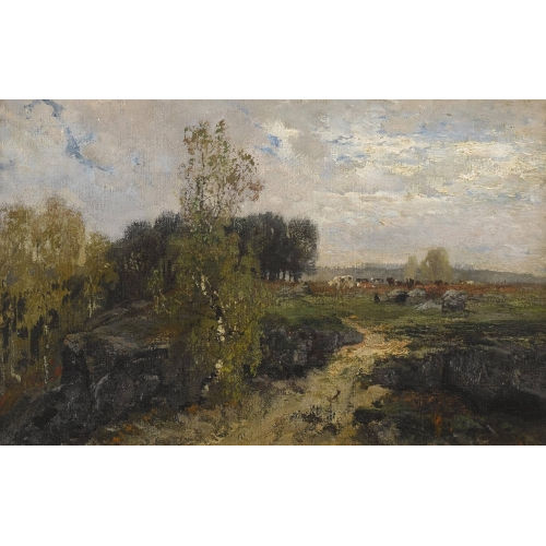 ALEXANDRE REN� V�RON : Waldrand mit weidendem Vieh (DOBIASCHOFSKY AUKTIONEN AG)