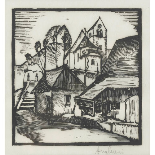 AUGUST CUENI : 'Kirche von Dittingen bei Laufen' (DOBIASCHOFSKY AUKTIONEN AG)