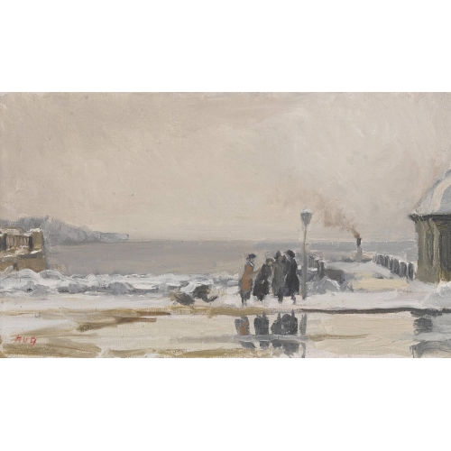 FRITZ HUG : Verschneite Promenade (DOBIASCHOFSKY AUKTIONEN AG)