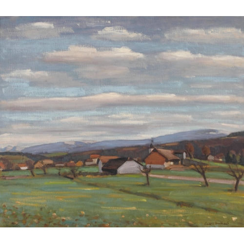 ERNEST HIRAM BR�LHART : Weite Landschaft mit einem Dorf (DOBIASCHOFSKY AUKTIONEN AG)