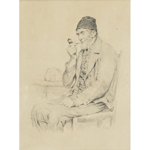 ALBERT ANKER : Sitzender Bauer mit Pfeife (DOBIASCHOFSKY AUKTIONEN AG)