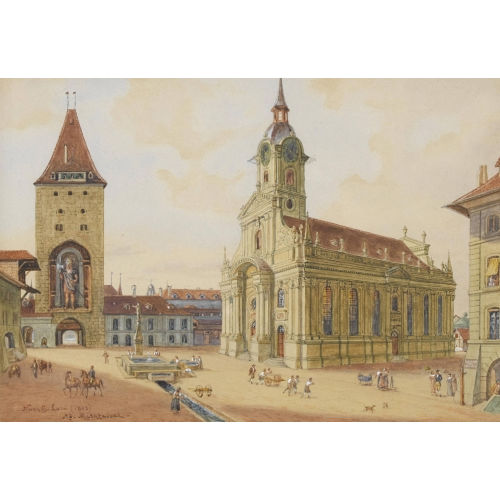 ADOLF METHFESSEL : Berner Ansicht mit Heiliggeistkirche und Christoffelturm (DOBIASCHOFSKY AUKTIONEN AG)
