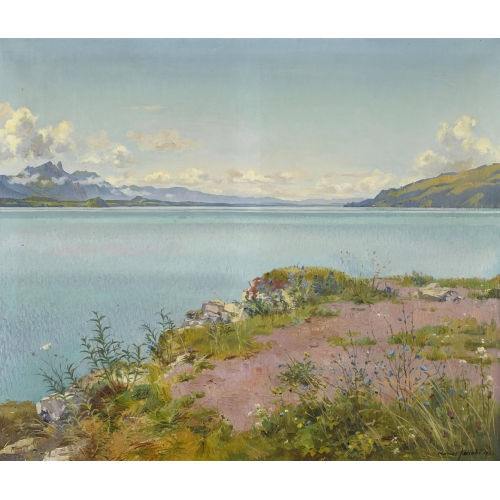 MARCUS JACOBI : Thunersee mit Stockhornkette (DOBIASCHOFSKY AUKTIONEN AG)
