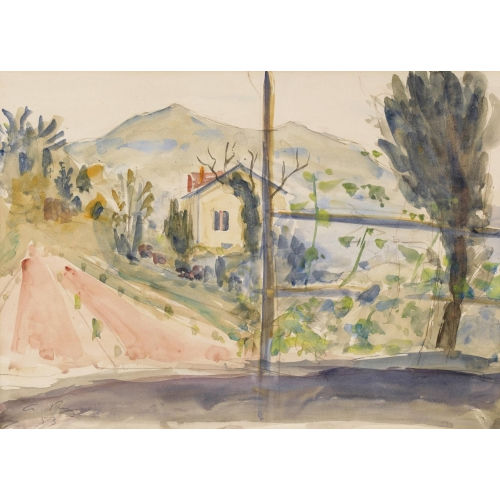 AUGUST FREY : H�gelige Landschaft mit Haus (DOBIASCHOFSKY AUKTIONEN AG)