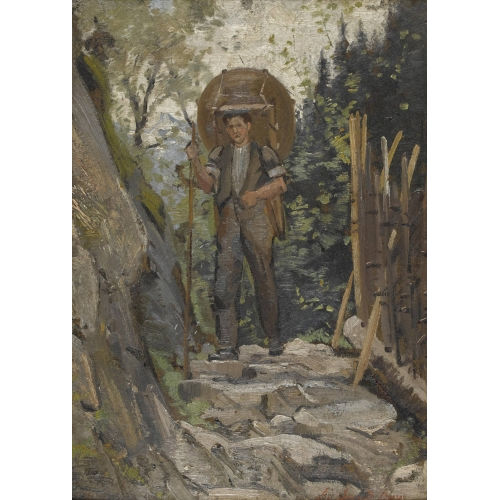 AUGUSTE BAUD-BOVY : Wegpartie mit einem �lpler (DOBIASCHOFSKY AUKTIONEN AG)