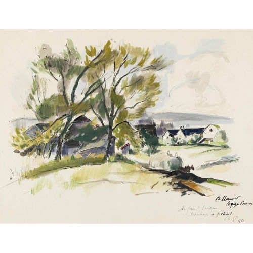 CHARLES CL�MENT : Landschaft mit Heukarren und Bauernhof (DOBIASCHOFSKY AUKTIONEN AG)