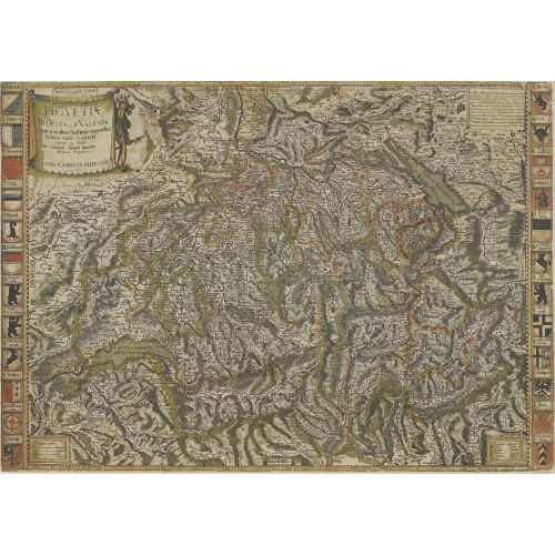 HANS CONRAD GYGER : 'Helvetiae, Rhaetiae et valesiae cum omnibus finitimis regionibus Tabula nova et exacta. Opera et cura Joh. Conradi Gygeri Tigurini delineata et excusa'. (DOBIASCHOFSKY AUKTIONEN AG)