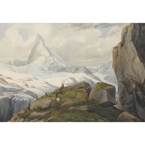 EDWARD THEODORE COMPTON : Hirte mit Ziegenherde vor dem Matterhorn (DOBIASCHOFSKY AUKTIONEN AG)