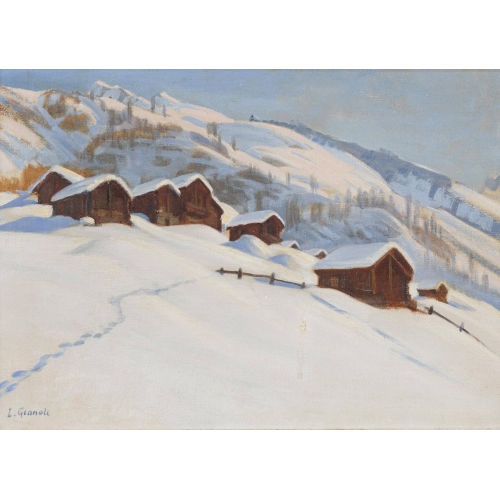 LOUIS CAMILLE GIANOLI : Winterliche Bergpartie mit Stadeln (DOBIASCHOFSKY AUKTIONEN AG)