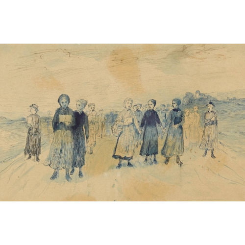 ALBERT ANKER : Studie zu 'Die Konfirmandinnen von M�ntschemier' (DOBIASCHOFSKY AUKTIONEN AG)