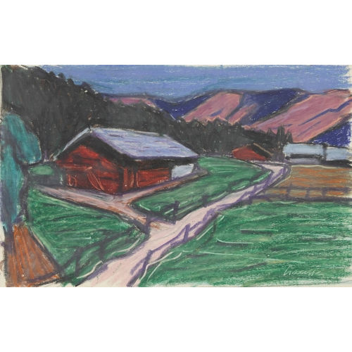 FRED STAUFFER : Geh�ft in h�geliger Landschaft (DOBIASCHOFSKY AUKTIONEN AG)