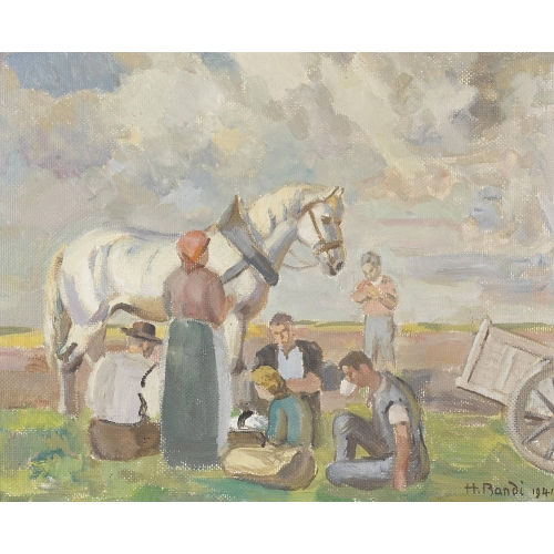 HANS BANDI : Bauern bei der Rast auf einem Feld (DOBIASCHOFSKY AUKTIONEN AG)