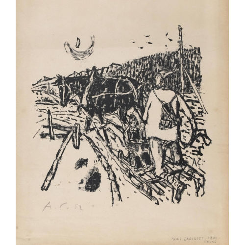 ALOIS CARIGIET : Bauer mit Schlitten (DOBIASCHOFSKY AUKTIONEN AG)