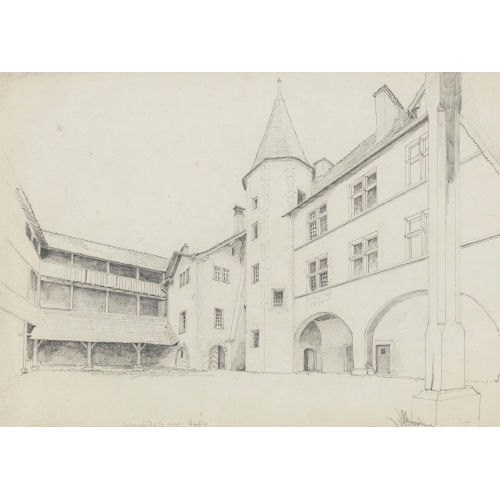 JEAN JOSEPH REICHLEN : Innenhof mit Turm und Loggien (DOBIASCHOFSKY AUKTIONEN AG)