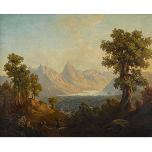 ARNOLD JENNY : 'Blick vom Rigi mit Lauerzersee' (DOBIASCHOFSKY AUKTIONEN AG)