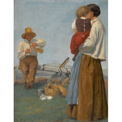 JOSEF CLEMENS KAUFMANN : Rastende Bauernfamilie (DOBIASCHOFSKY AUKTIONEN AG)