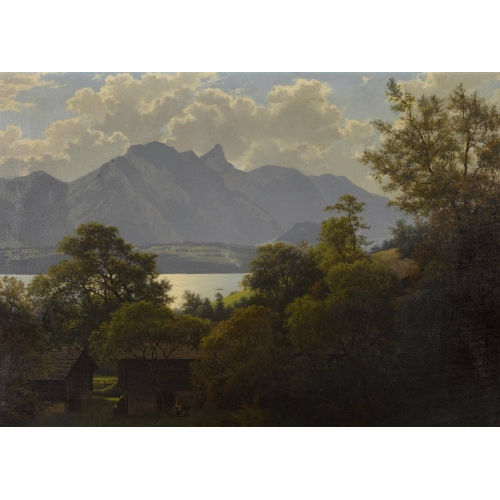 WILHELM BERNHARD BENTELI : Thunersee mit dem Stockhorn (DOBIASCHOFSKY AUKTIONEN AG)