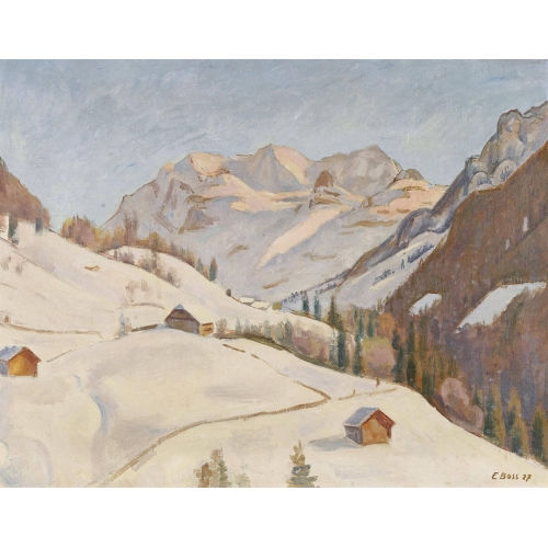 EDUARD BOSS : Winterlandschaft mit der Bl�mlisalp (DOBIASCHOFSKY AUKTIONEN AG)