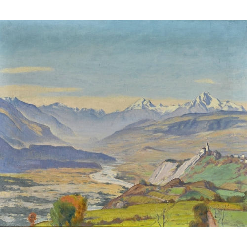 HANS ARNOLD DAEPP : 'Blick von Leuk ins Rhonetal' (DOBIASCHOFSKY AUKTIONEN AG)