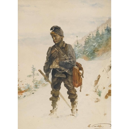 �DOUARD CASTRES : Bergknappe in Winterlandschaft (DOBIASCHOFSKY AUKTIONEN AG)