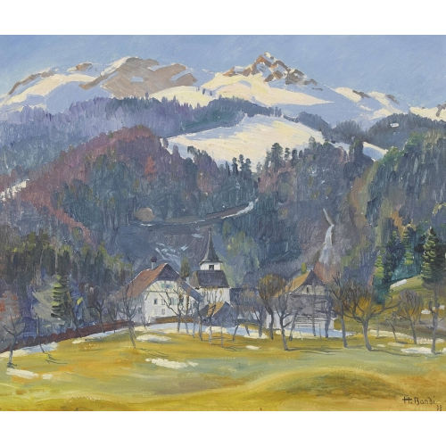 HANS BANDI : Vorfr�hling in den Alpen (DOBIASCHOFSKY AUKTIONEN AG)