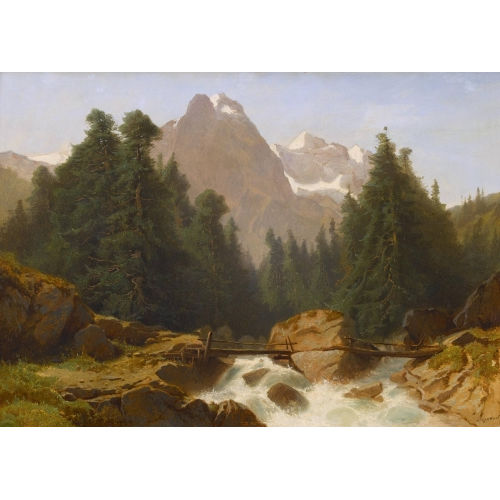 GUSTAVE EUG�NE CASTAN : Gebirgsbach mit Well- und Wetterhorn von der Rosenlaui aus (DOBIASCHOFSKY AUKTIONEN AG)